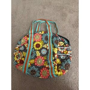 Vera Bradley Sun Valley Quilted Cotton Duffel Bag Floral Travel Weekend Tote